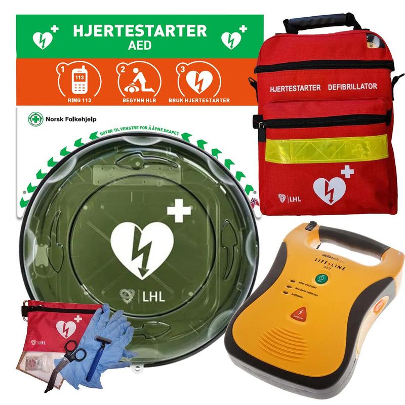 Lifeline AED Hjertestarter 7år komplettpakke innendørs